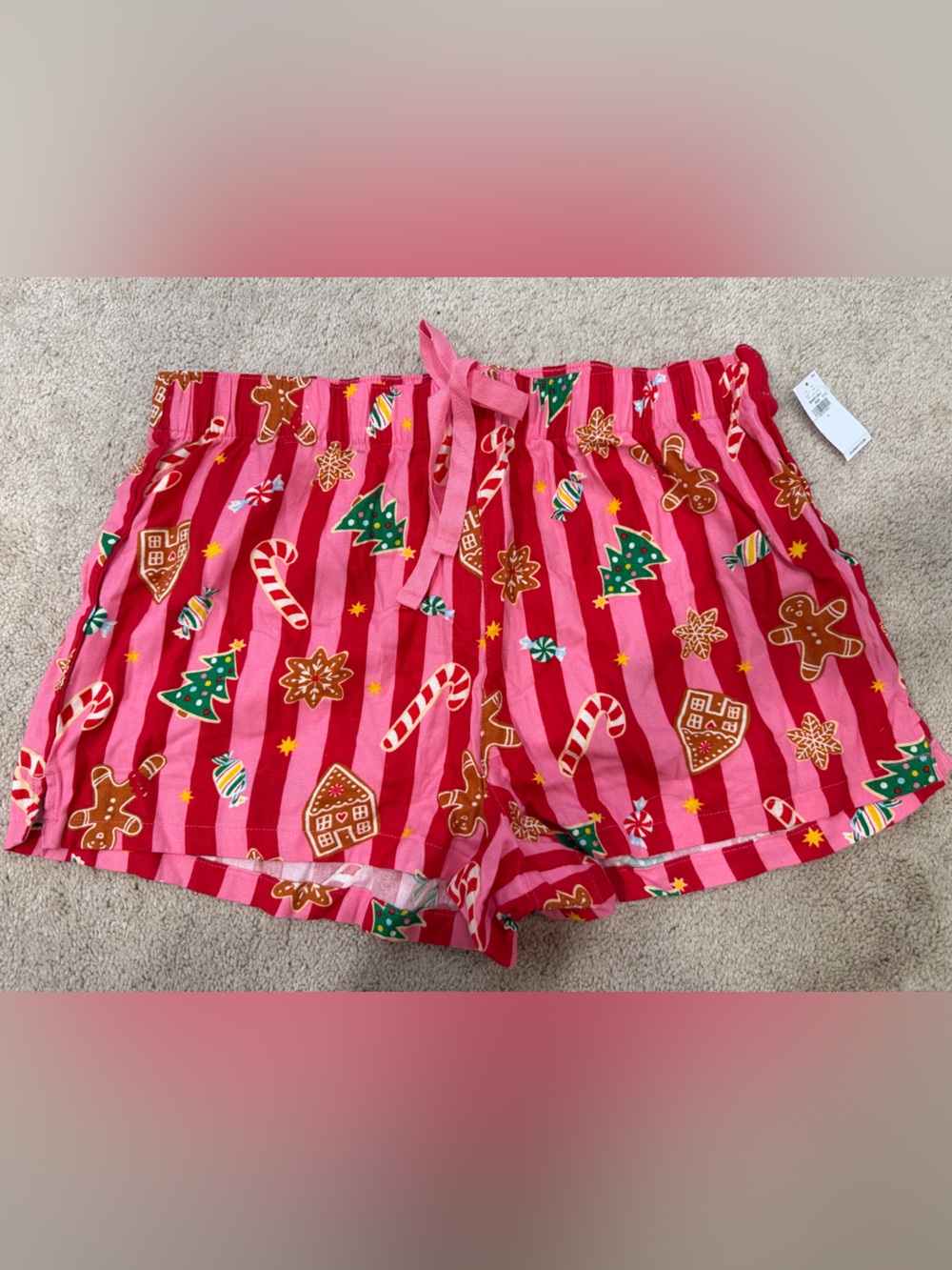 NWT Old Navy Holiday Candy Cane & Gingerbread Pajama Lounge Shorts - Large